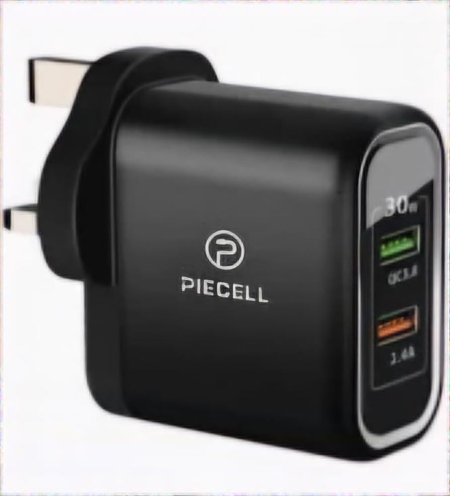 PIECELL شاحن منزلي 30W منفذين USB