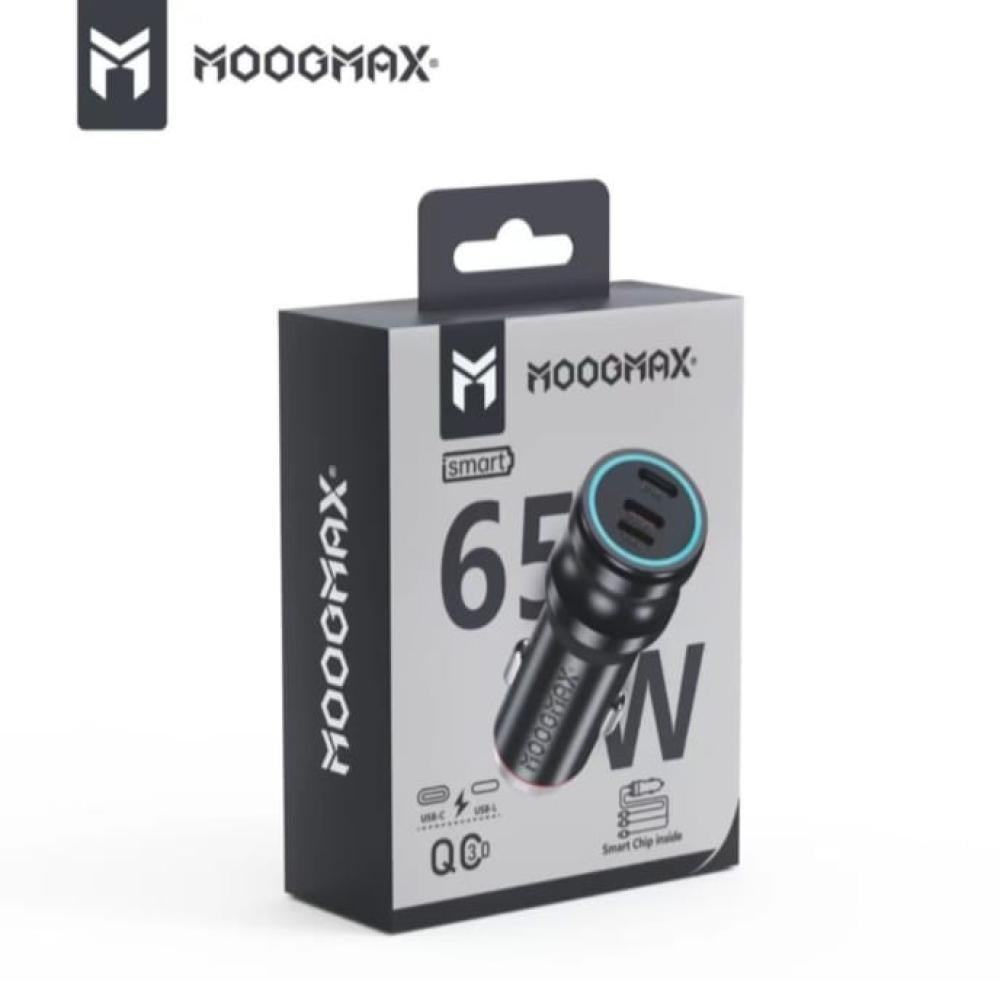 MOOGMAX شاحن سيارة - 65W - ثلاث منافذ - IP + PD + USB