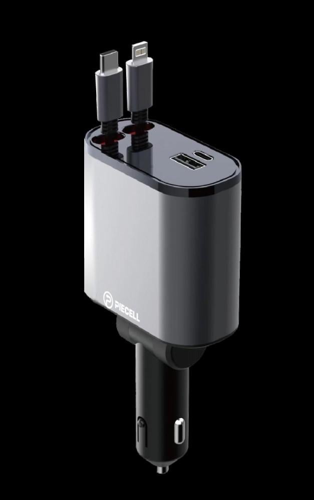PIECELL شاحن سيارة 4IN1 بكيبل متصل TYPCوLIGHTING بقوة 120W